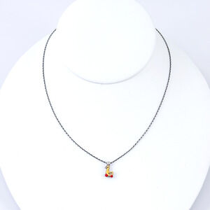Estate MAN Sterling Silver 925 0.9mm Chain Necklace w/ Enamel Duck Charm 15”